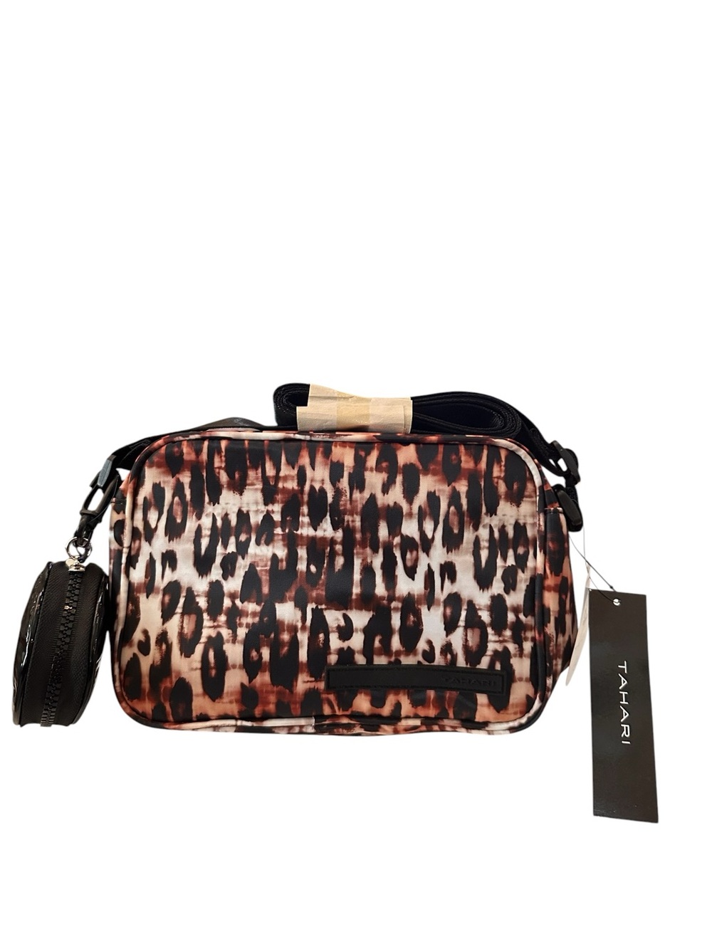 Tahari Monroe Leopard Camera Crossbody Bag with Coin Pouch